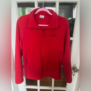 Columbia red fleece zip up jacket